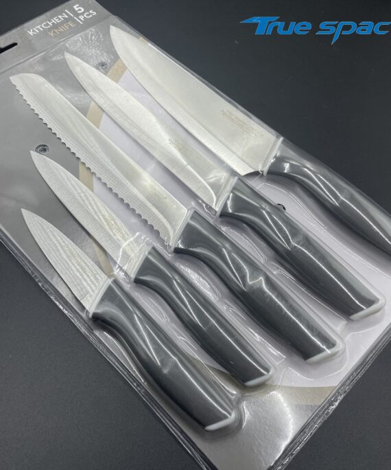 Factory Wholesale Black New PP Handle 5PCS Kitchen Chef Multi-functional Practical Cutter , Bread Slicer Knife, Fruit Knife