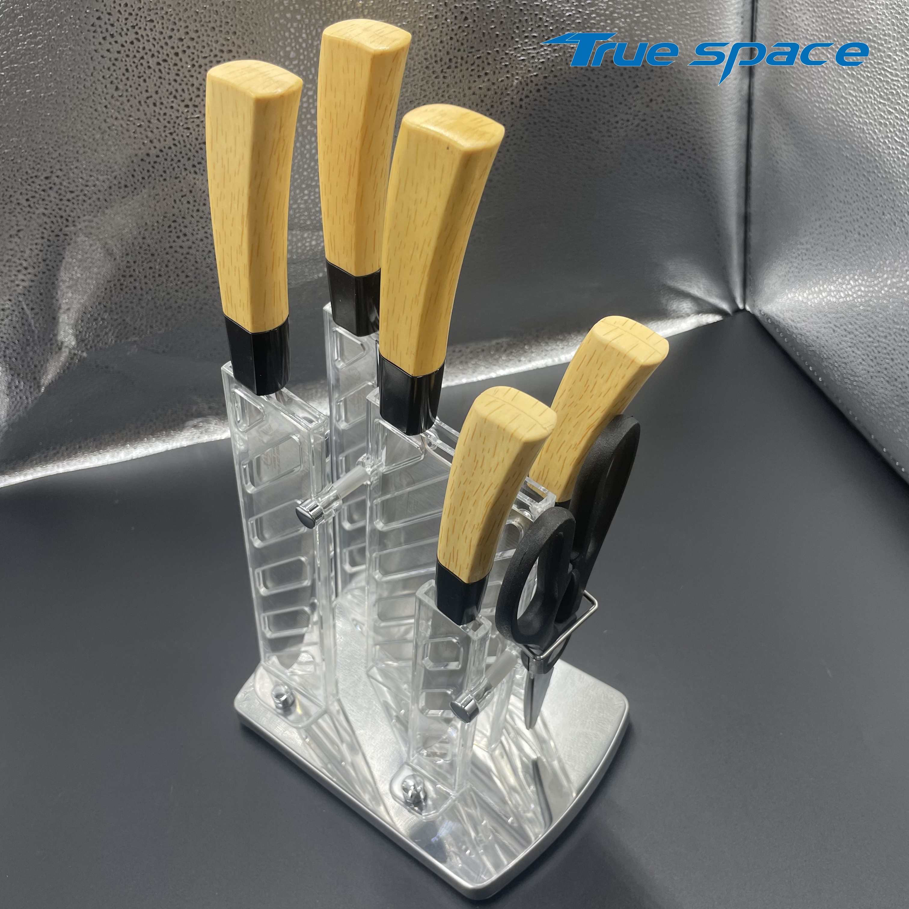 High-quality 6pcs Wooden Handle Stainless Steel Knife Set with Acrylic Stand