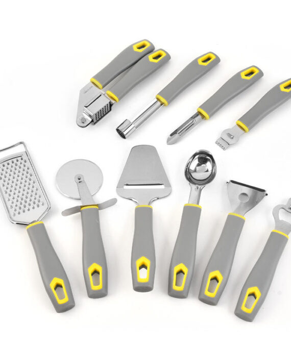 Stainless Steel Manual Garlic Press Kitchen Tool with Ginger Filer and Lemon Peeler