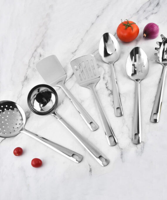 Stainless Steel 7-Piece Kitchenware Set Spaghetti Grab Spoon Grilled Lander Shovel Soup Spoon-Complete Household Cooking Tools