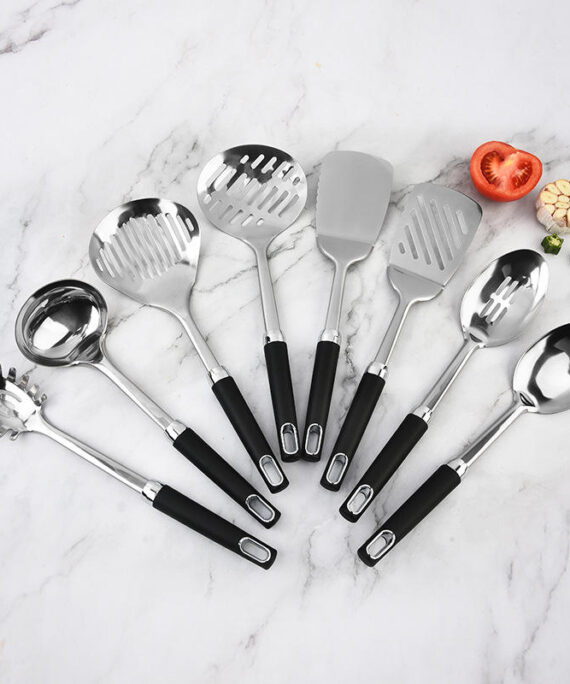 Factory Wholesale Stainless Steel 8-piece Kitchenware Spoon Spatula Colander Filter Spoon Spaghetti Spoon Multi-function Modern
