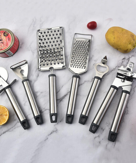 Preferred Stainless Steel 430 Multi-Function Can Opener Bottle Opener Grater & Pizza Cutter Kitchen Gadgets Set