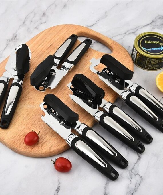 Stainless Steel 430 Manual Can Opener-Multi-Functional Kitchen Gadget with Easy-Open Design for Tin Cans and Bottles