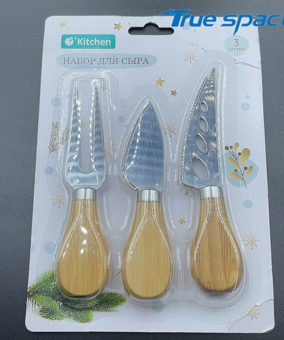 Stainless Steel Cheese Knife Set Bamboo-Handled Mini Spatula Butter Fork and Cheese Tools