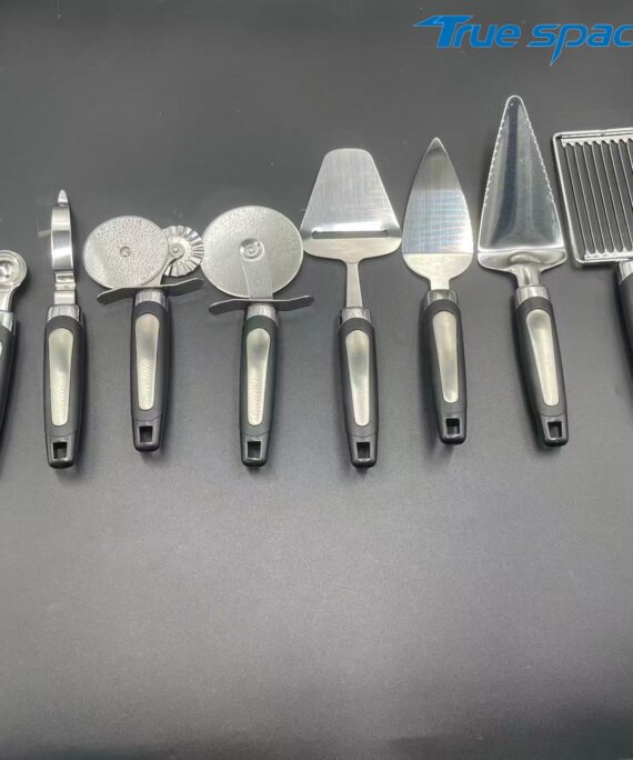 Factory wholesale 8-piece gry-silver handle kitchen tool set - multi-purpose suitable for scoop balls/pizza cutting