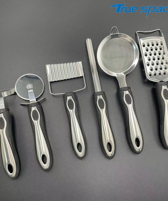 Bulk 6-Piece Silver-Black Handle Kitchen Tool Set