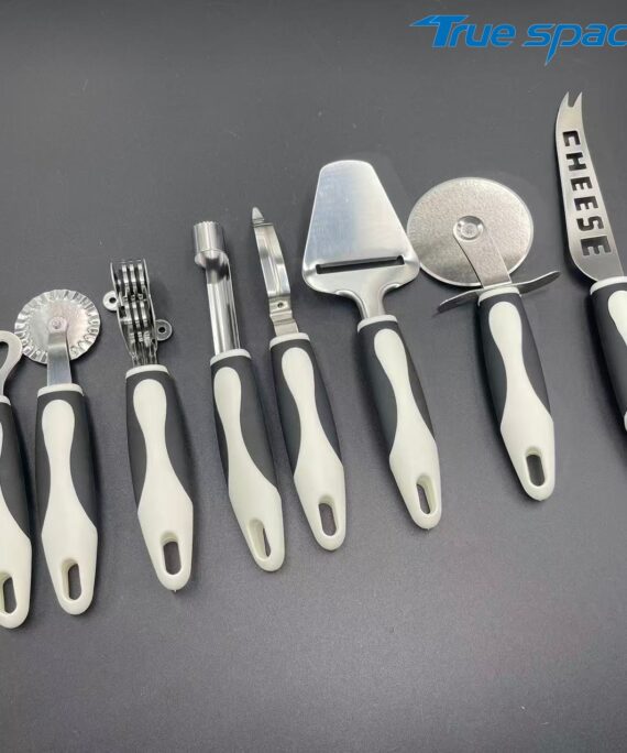 8-Piece Sustainable Kitchen Utensil Set with Silicone Hand Grip and Stainless Steel-Home Use