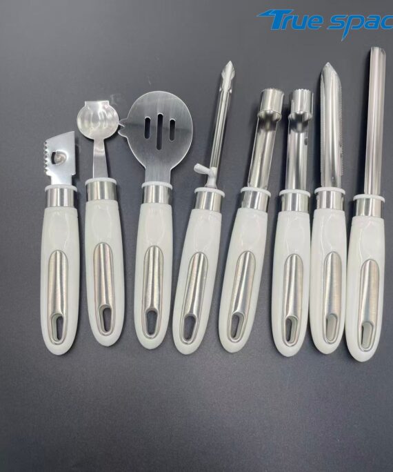Eight-piece kitchen engraving set: stainless steel core remover, fruit ball digger, watermelon ball digger, lemon grater