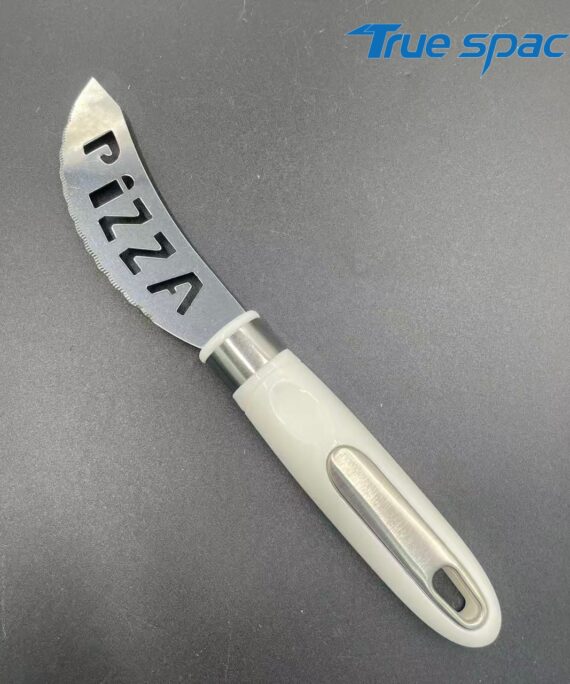 Creative hollowed-out stainless steel cheese pizza knife with comfortable handle, suitable for kitchen use