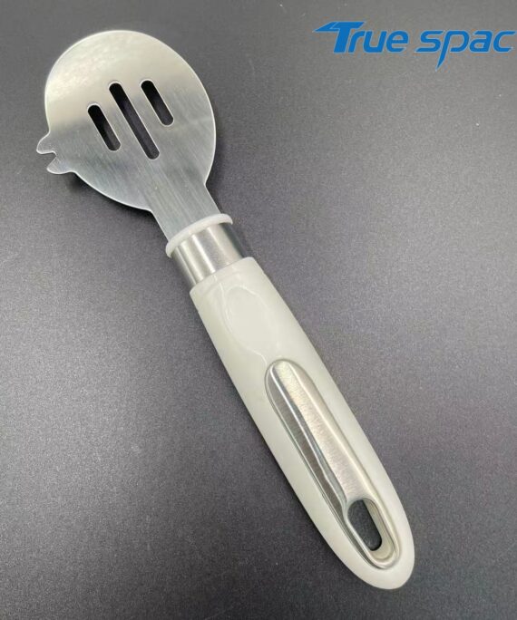 Stainless steel food portioner – slotted metal design for serving & draining (perfect for side dishes, hot meals)
