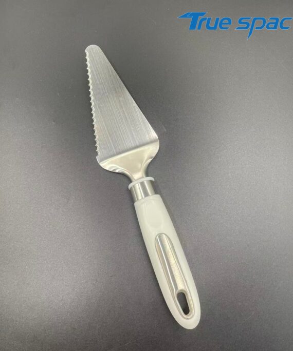 High-quality stainless steel cake knife with serrated pizza spatula, kitchen baking tool with plastic handle