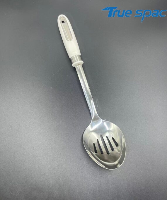 Long-handled kitchen utensils, high-quality stainless steel cooking slotted metal spoons
