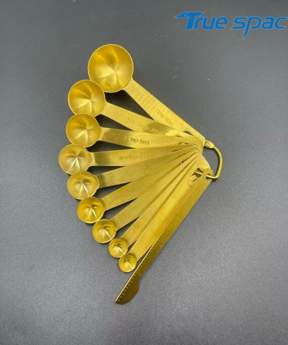 Hot-selling 10-piece custom Logo measuring spoon set of round stainless steel gold measuring spoons
