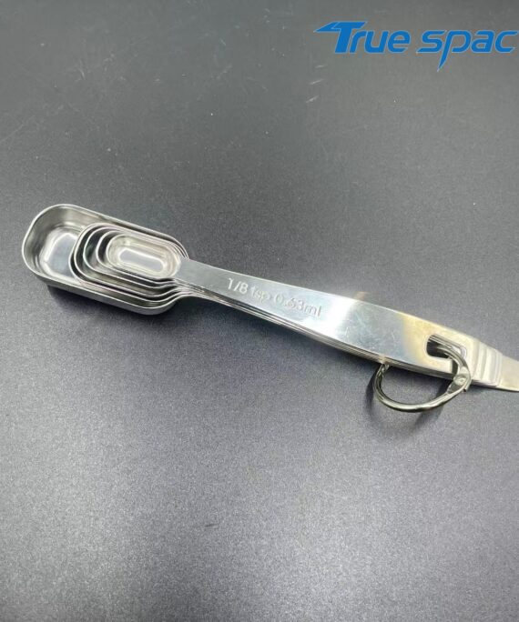 New high-quality stainless steel measuring spoons, 6 pieces, square kitchen measuring tools