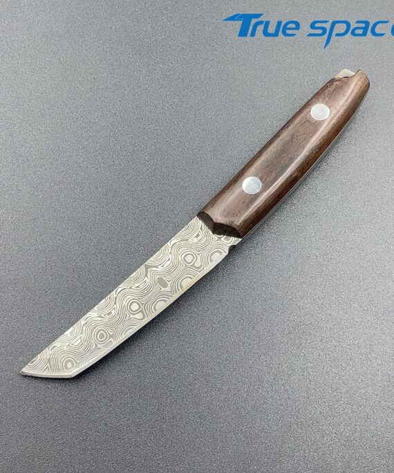 Portable 3Cr13 Stainless Steel Outdoor Camping Meat Eating Hunting Knife with Bark Ash Wood Handle