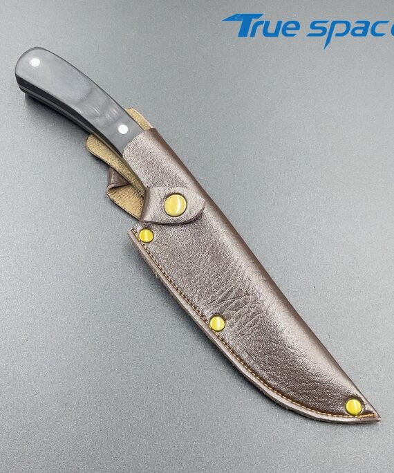 High Hardness Stainless Steel Outdoor Camping Fixed Blade Hunting Knife with Black-Colored Wood Handle