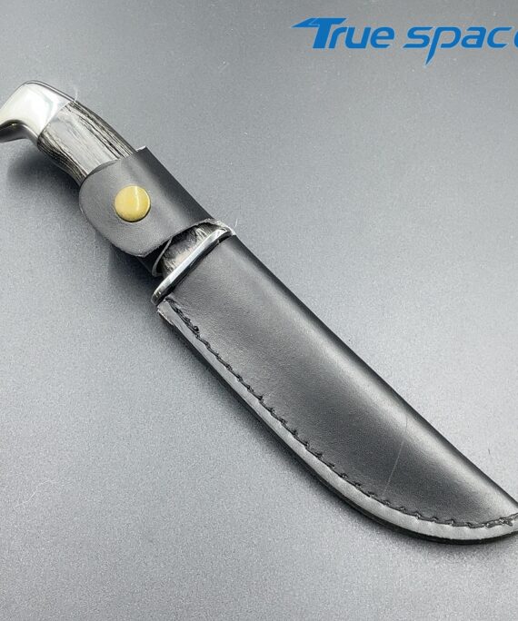 Stainless Steel Durable Camping Fixed Blade Pocket Knife with Trailing Point Blade and Color Wood Handle for Wilderness Survival