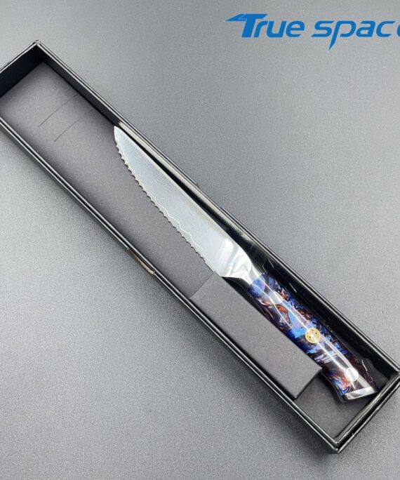 High Quality Multi-Purpose Resin Handle Kitchen Knives Damascus Steel Steak Knife with Gift Box
