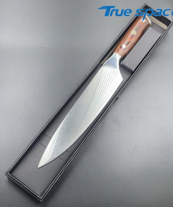 Custom Logo Durable Stainless Steel Home Kitchen Knife with Colorful Wood&Steel Handle