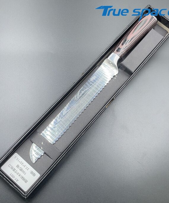 High Quality 3cr13 Stainless Steel Blade Bread Cutting Knife with Colorful Wood Handle