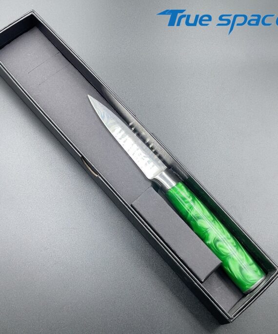 Multifunctional Green Resin Handle 3cr13 Stainless Steel Blade Kitchen Chef Knife for Fruit