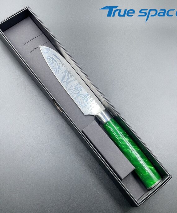 Professional 3cr13 Stainless Steel Blade Kitchen Chef Meat Cutting Knife with Green Resin Handle