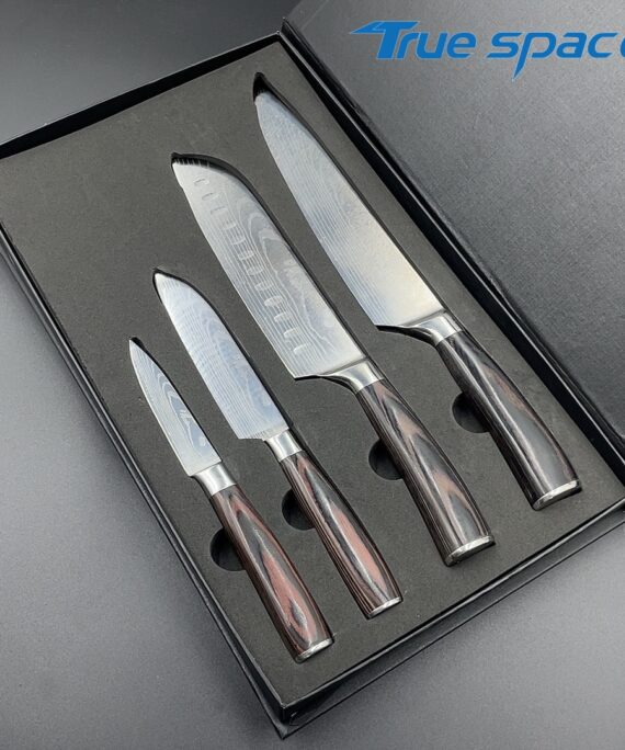 Four-piece Set of Stainless Steel Kitchen Knives, Advanced Metal Tools, Including a Practical Bread Slicer