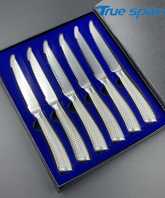 High-quality Kitchen Knife, Stainless Steel sharp Blade Steak Knife 6-piece Set, Silver Steak Knife