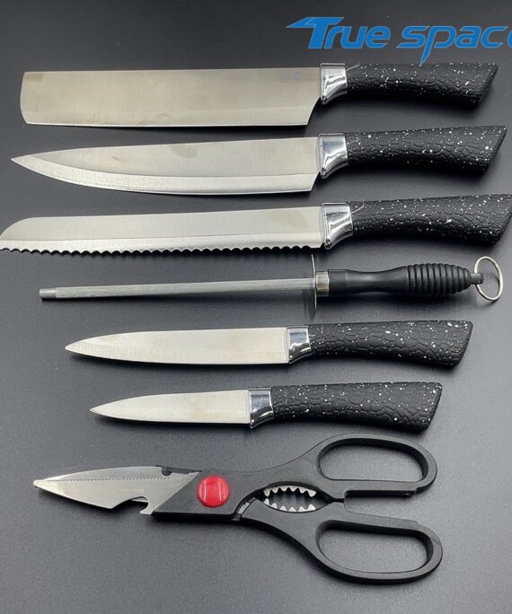 The Stainless Steel Kitchen Knife Set Is Equipped with a High-end Wooden Storage Block Knife Rack