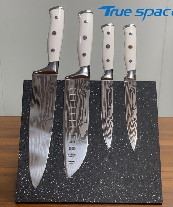 4-piece Damascus knife set