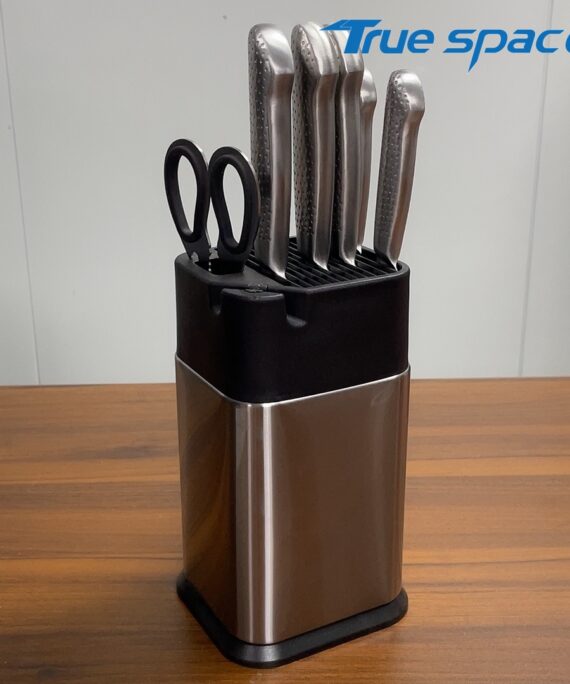 A Set of 6 Stainless Steel Chef Knives and Kitchen Knives with Knife Racks