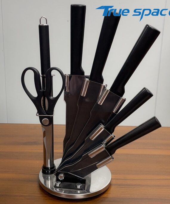 Tungsten Steel Black Non-stick Kitchen Knife Set, 7-piece Chef Knife Set