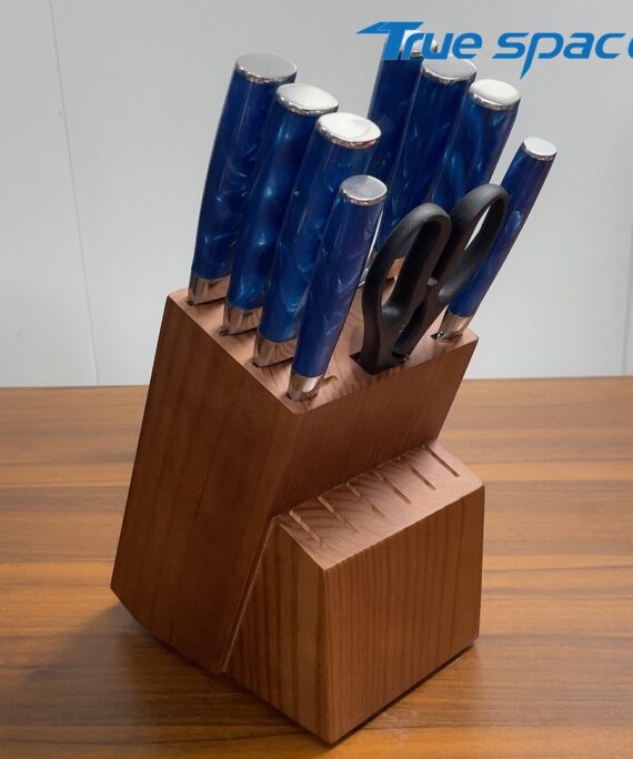 Professional Kitchen Knife Set, Super sharp Damascus Steel Chef Knife with Blue Resin Handle, Factory Wholesale