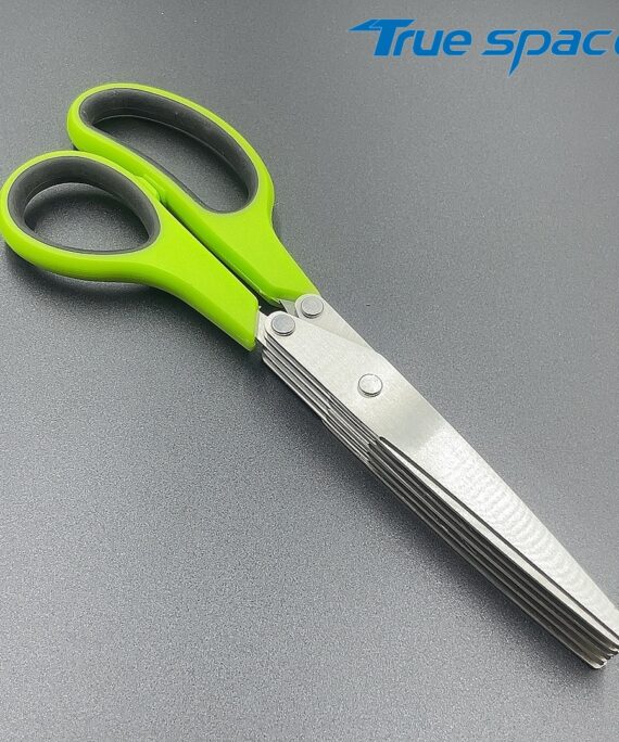 Kitchen Multi-functional Stainless Steel Five-layer Scallion Scissors, Crushing Scissors, Powerful Multi-layer Cooking Scissors