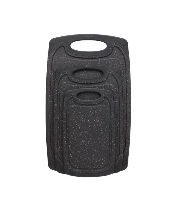 3-Piece Small Straw Large Medium Cutting Board Set Black White Dots Portable PP Kitchen Tool for Baby Food and Chopping