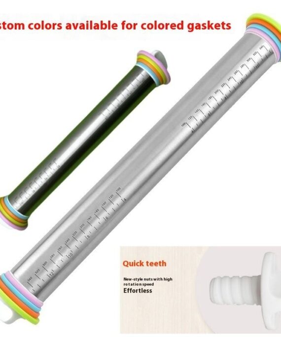 Adjustable Thickness Stainless Steel Rolling Dough Stick Non-Stick Household Dumpling Skin Baking Tool for Cake Creation