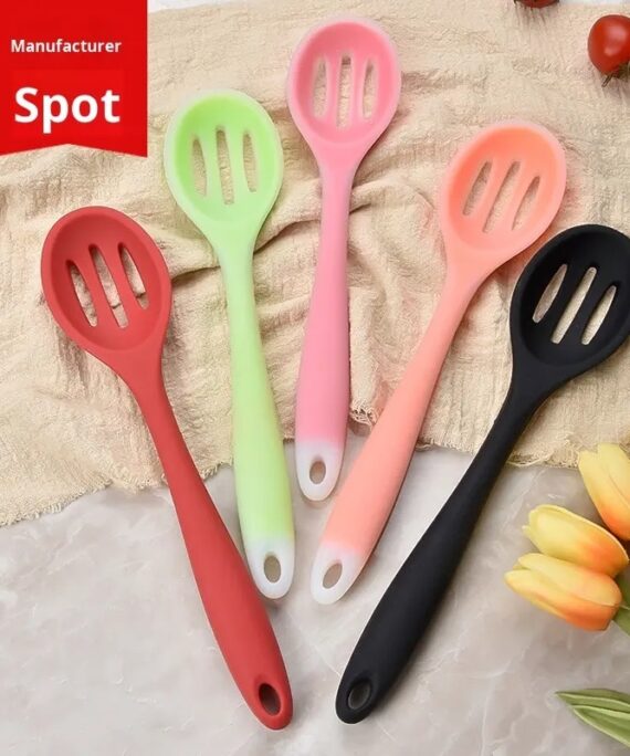 New Silicone Kitchenware, 5-color Silicone Large Colander Available, Spatula, Soup Spoon, Colander in Stock