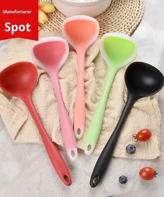 Customized Semi-transparent Silicone Long-handled Soup Spoons and Non-stick Cookware by the Manufacturer