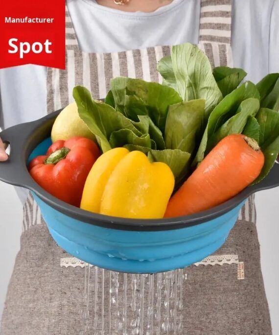 Foldable Drain Basket Circular Filter Basket Telescopic Folding Fruit Basket Kitchen Tools Washing Basket