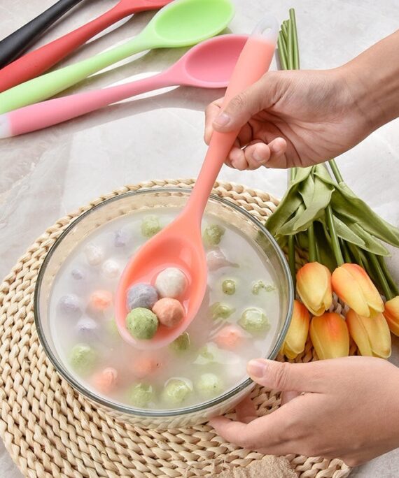 Solid Color Silicone Spoon All-in-one Soup Spoon Kitchen Gadgets Rice Spoon