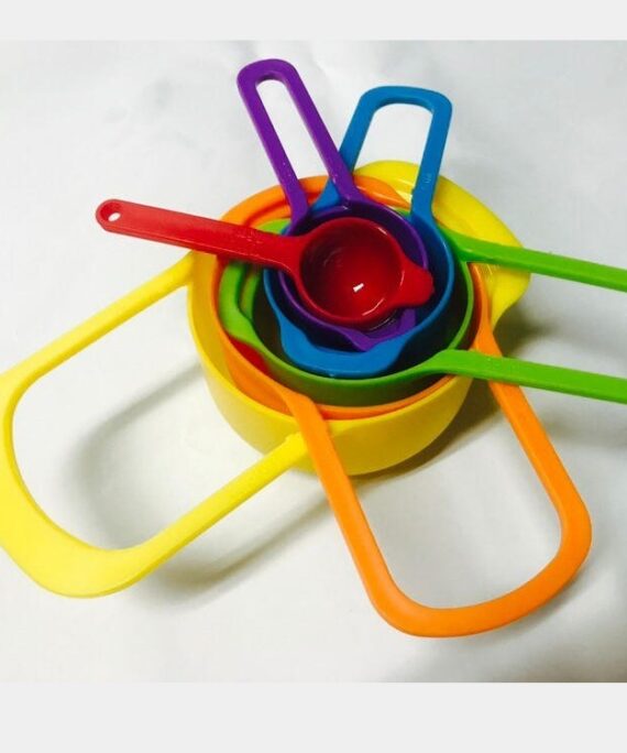 6-piece Set of Baking Tools, Plastic rainbow Scale Measuring Cups and Measuring Spoons