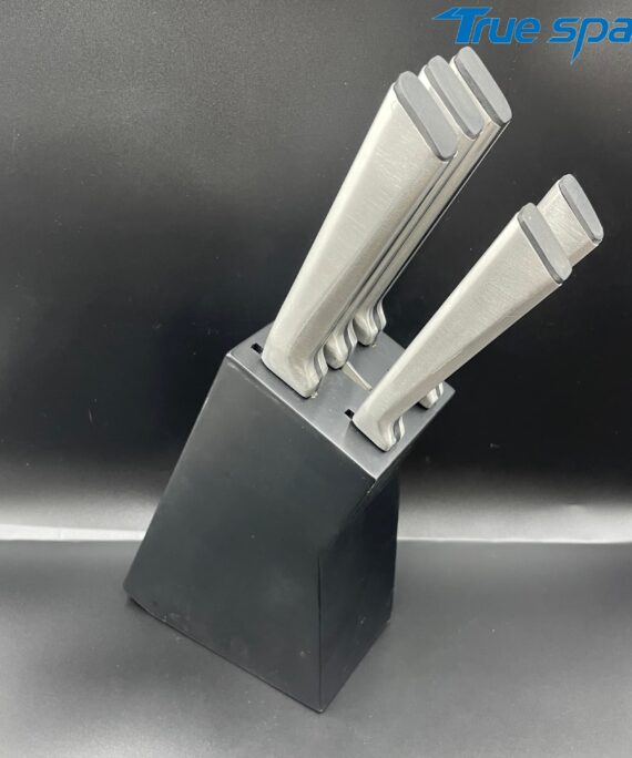 Professional Ultra-sharp 6-piece Kitchen Knife Set with Black-coated Wooden Knife Rack