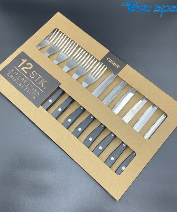 Best-selling Tableware Set - High-quality Black Serrated Steak Knife and Fork Set, Customizable Logo, with PP Handle