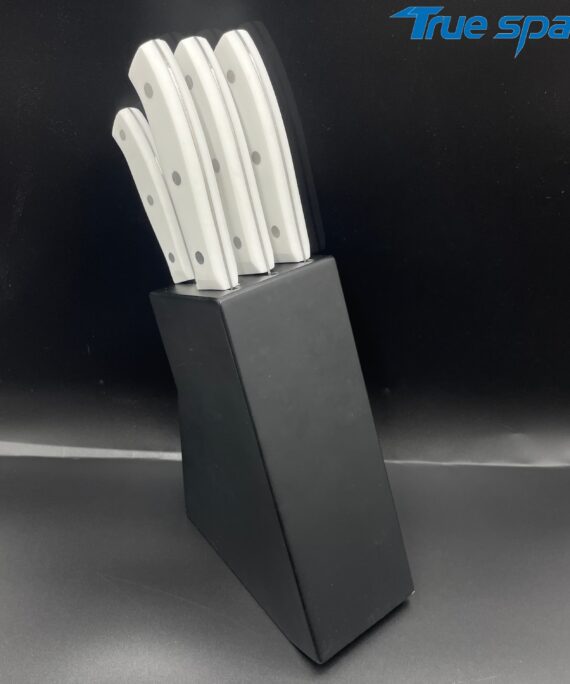 Professional Ultra-sharp 6-piece Kitchen Knife Set, with Black-coated Wooden Knife Holder