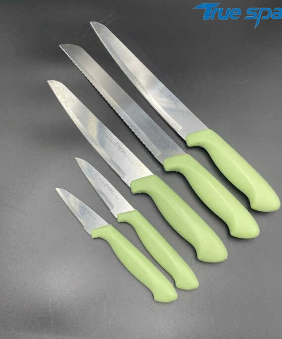 Wholesale Stainless Steel 5-piece Kitchen Knife Set, with Plastic Handles, Suitable for Kitchen Cooking, Customizable Brand