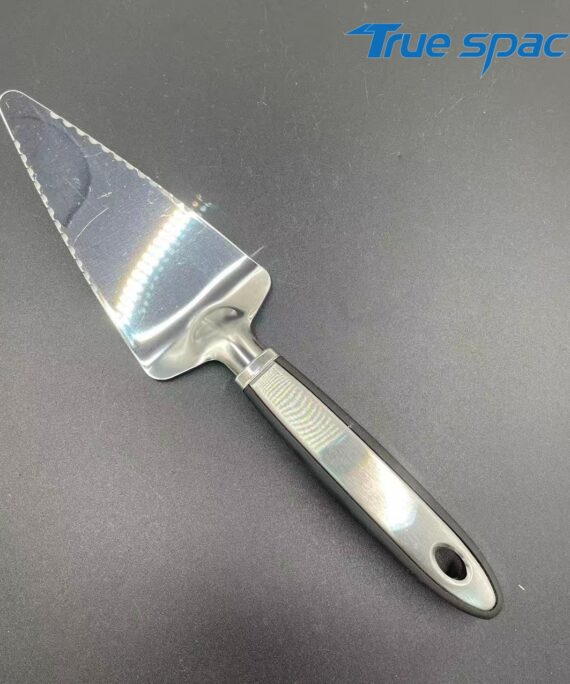 Cake spatula, stainless steel cake spatula, pizza pie cutter, server serrated edge blade, back of the knife, pastry tool