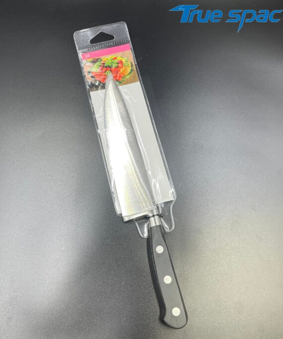 Stainless Steel Chef's Knife, Kitchen Knife with Black Plastic Handle, Household Kitchenware, Food Preparation