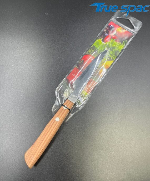 High-quality Professional Serrated Steak Knife with Premium Wooden Handle, Made of Metal Material