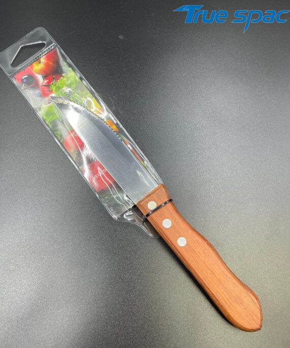 Stainless Steel Cutlery with Serrated Three-bolts and Ergonomic Wooden Handle - Steak Knife