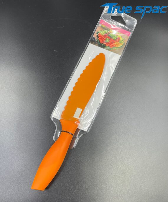Orange-coated Stainless Steel Serrated Bread Knife with Multi-functional Kitchen Knife Functions
